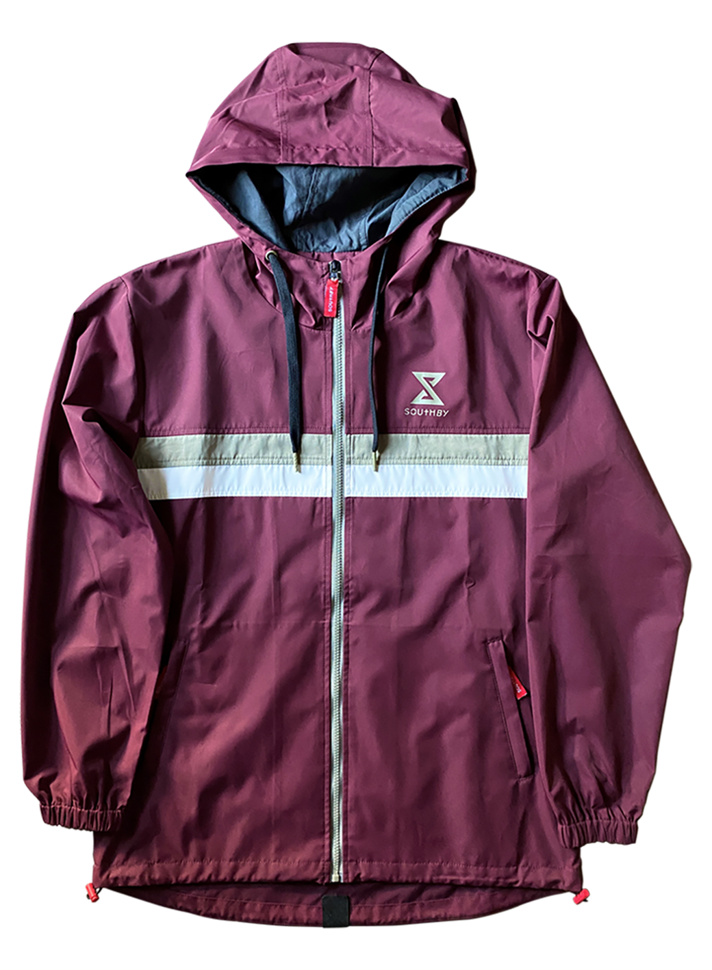 Focal Zip Through Burgandy, Gold & White Shell Jacket