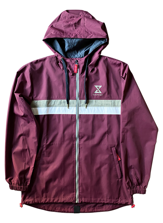 Focal Zip Through Burgandy, Gold & White Shell Jacket