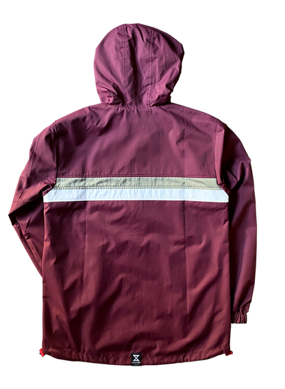 Focal Zip Through Burgandy, Gold & White Shell Jacket